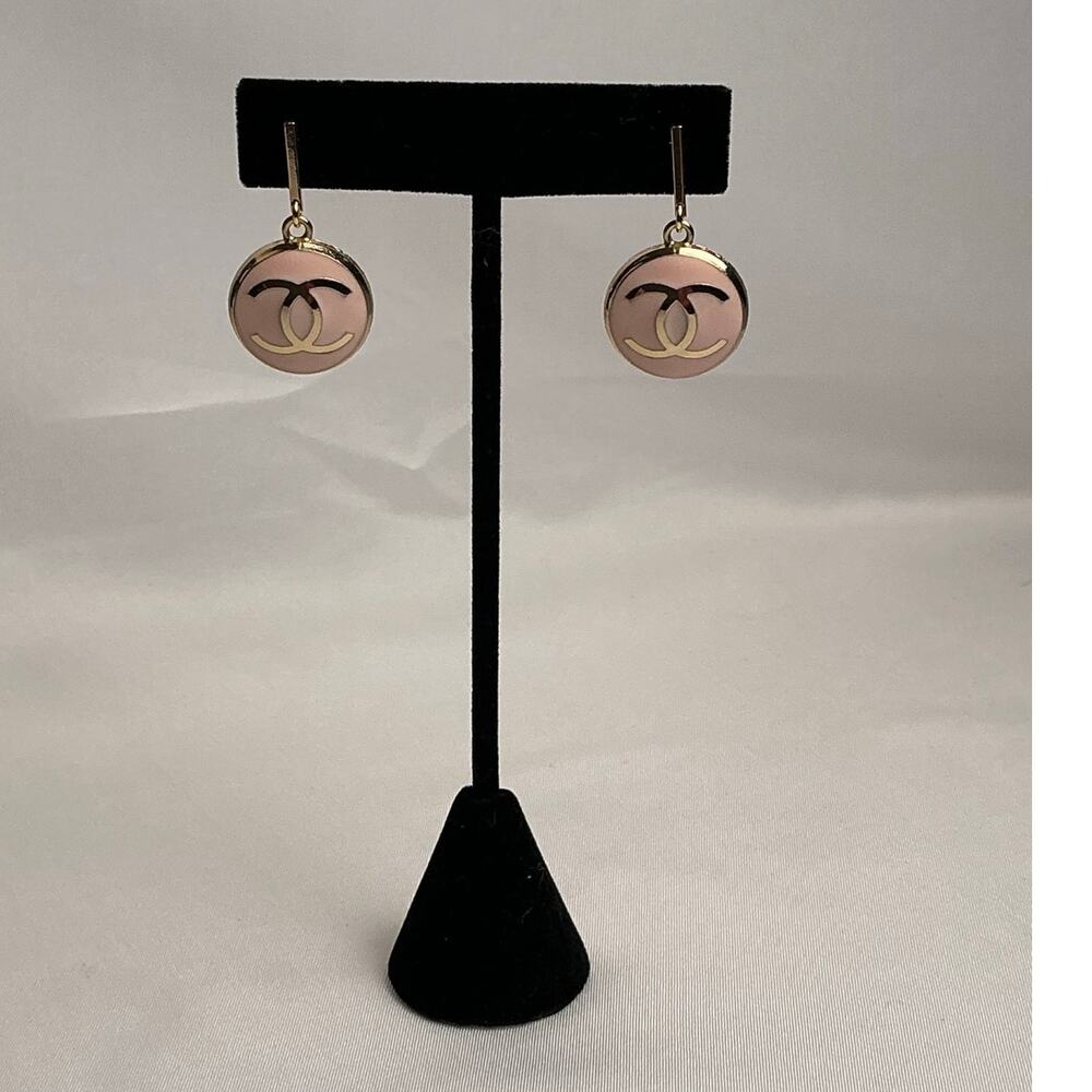 Chanel Gold Earrings Pink